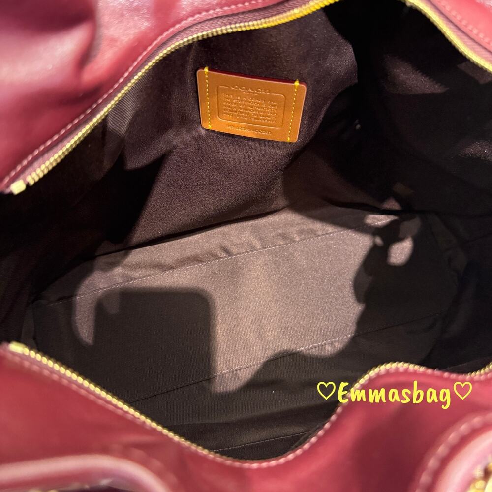 NWT Coach Evelyn Large Shoulder Bag With Quilting Leather CCZ81 Gold/Dark Wine - Picture 6 of 6